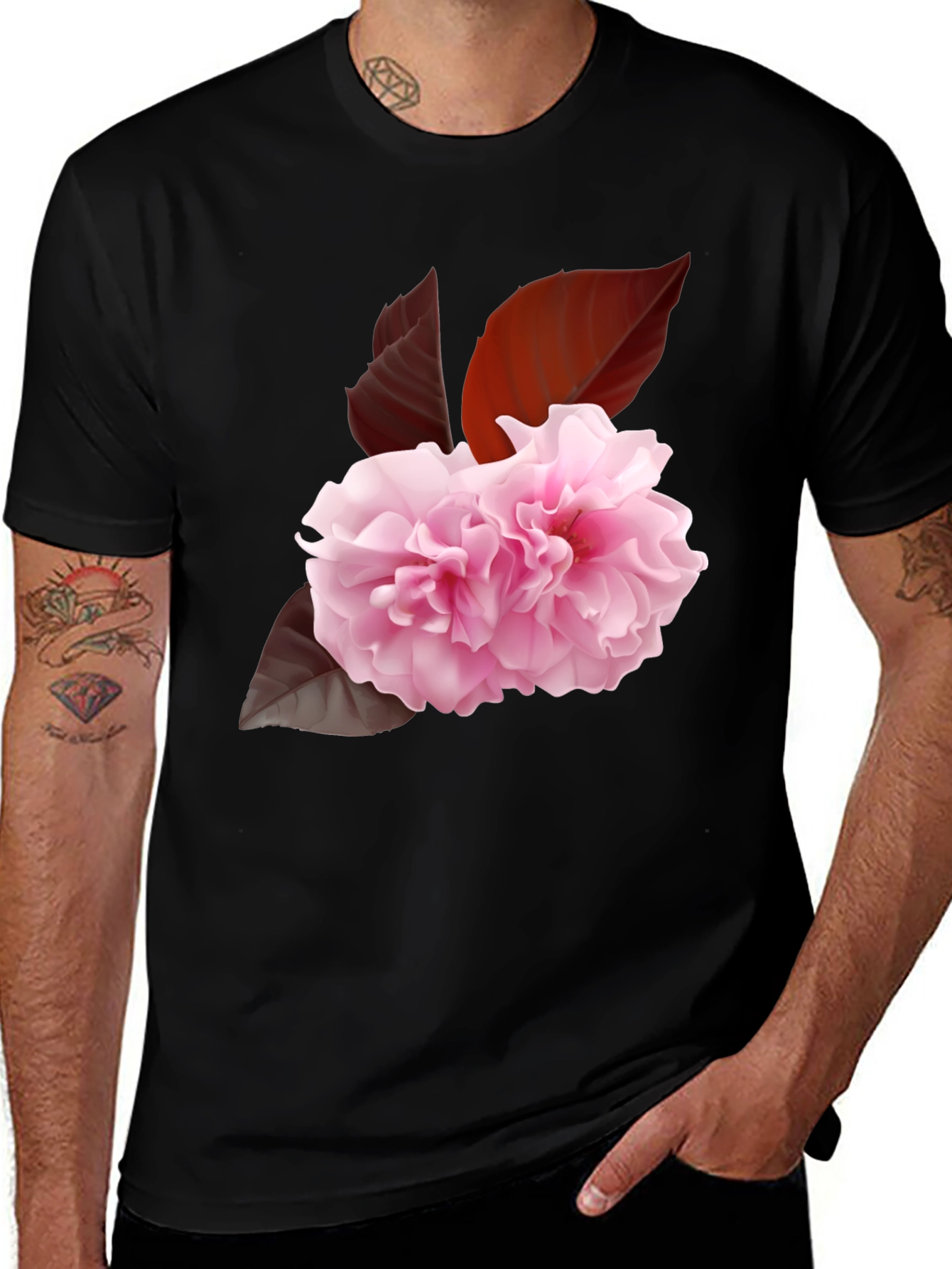 Floral Print Tee - Elegant Sakura Blossom Design