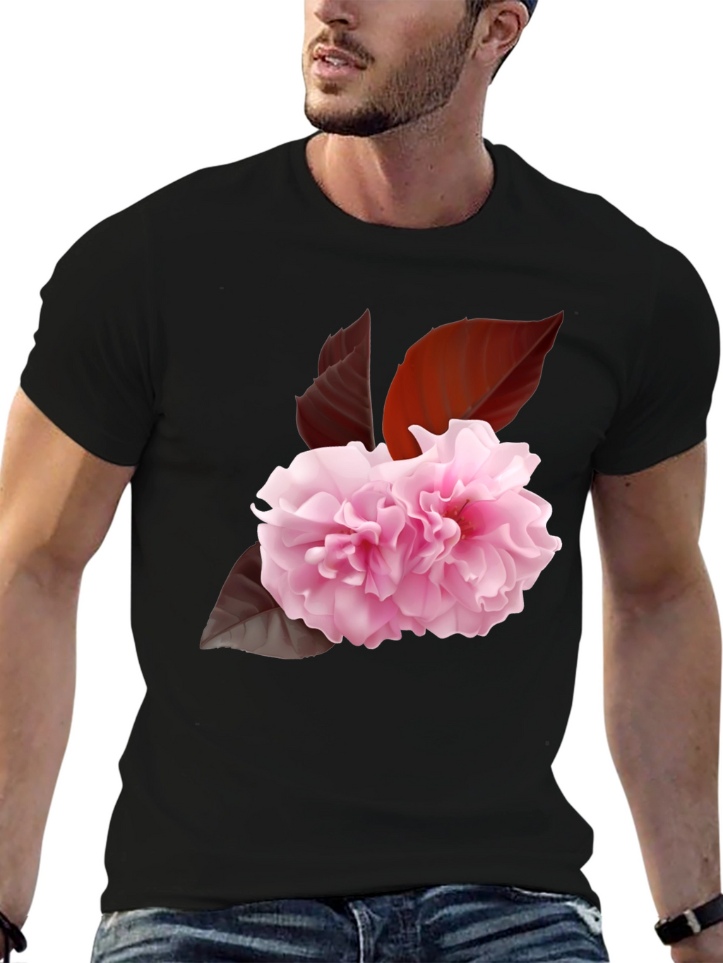 Floral Print Tee - Elegant Sakura Blossom Design