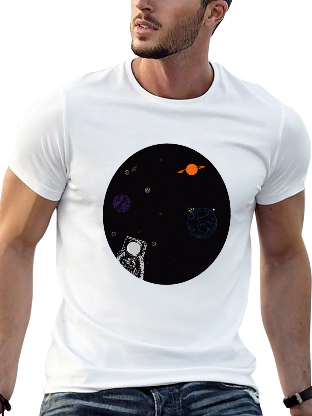Astronaut in Space Graphic T-Shirt - Black
