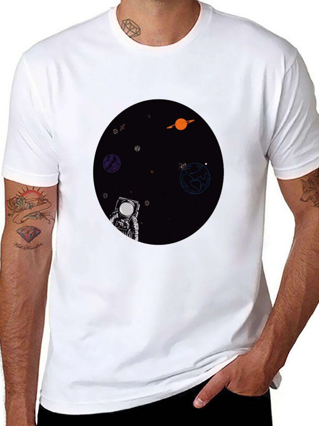 Astronaut in Space Graphic T-Shirt - Black