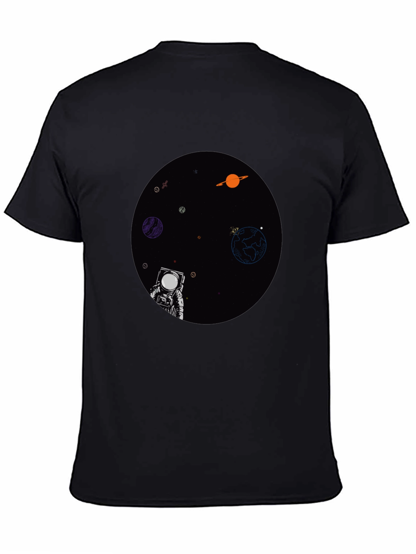 Astronaut in Space Graphic T-Shirt - Black