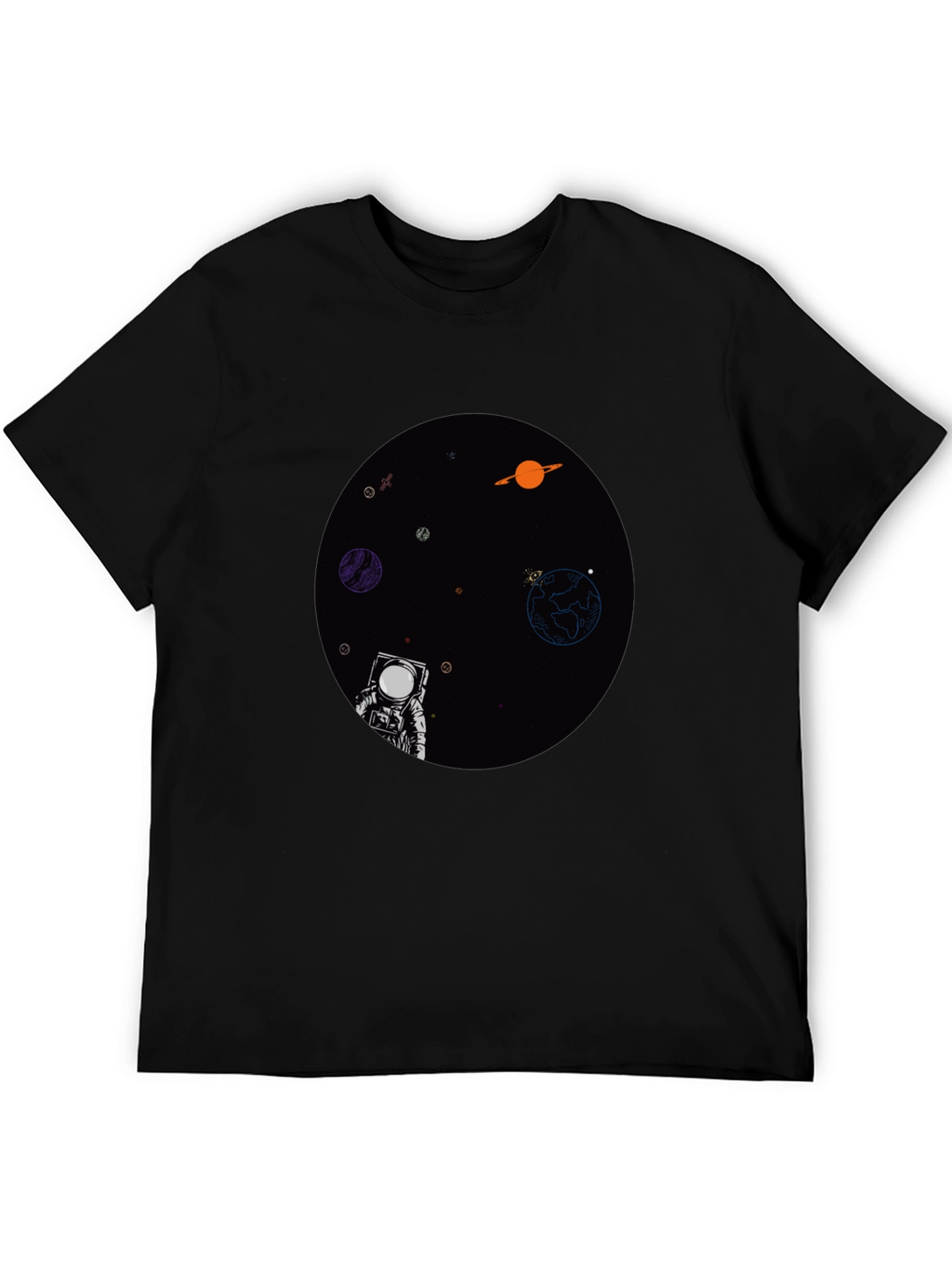 Astronaut in Space Graphic T-Shirt - Black