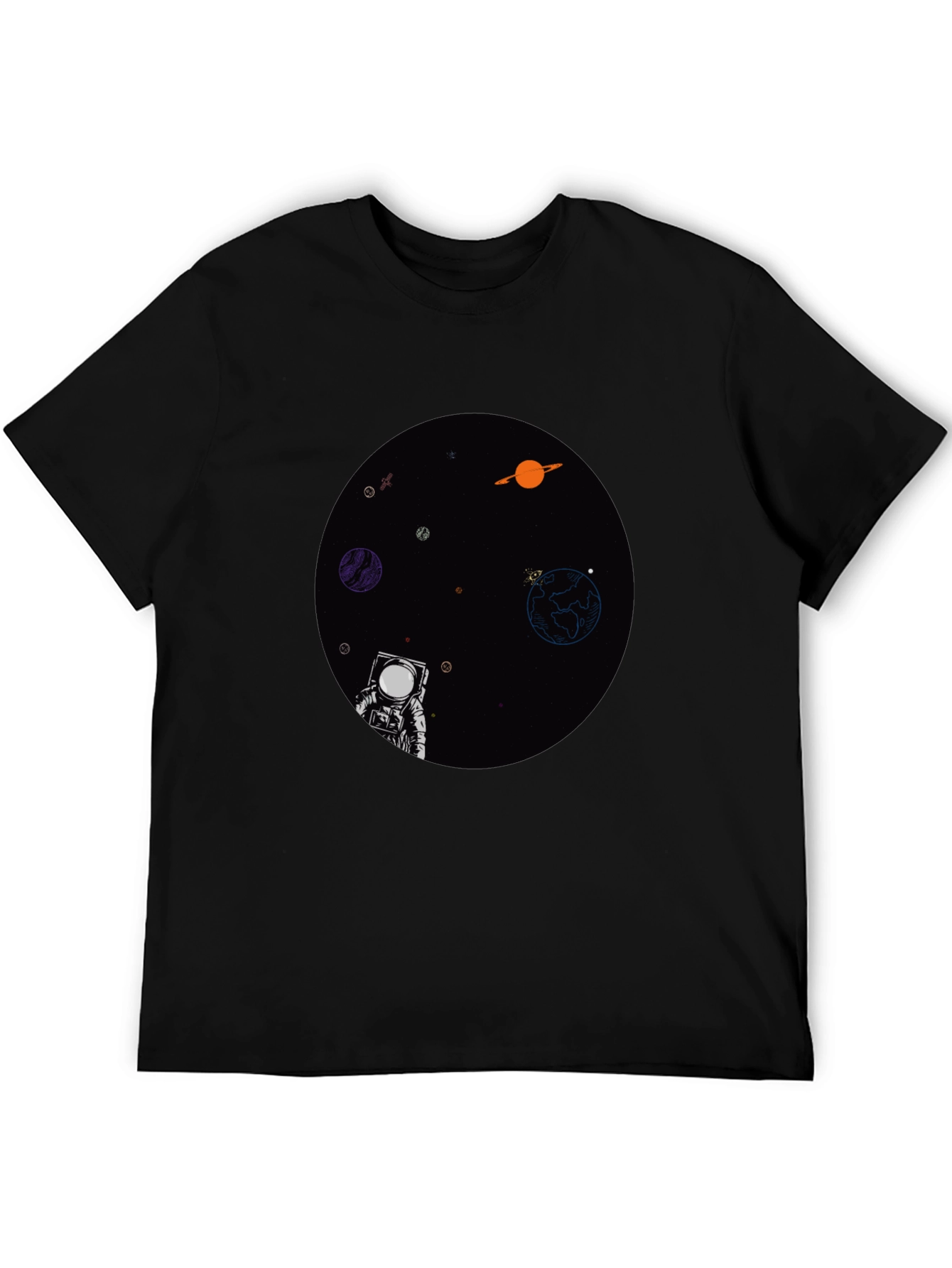 Astronaut in Space Graphic T-Shirt - Black
