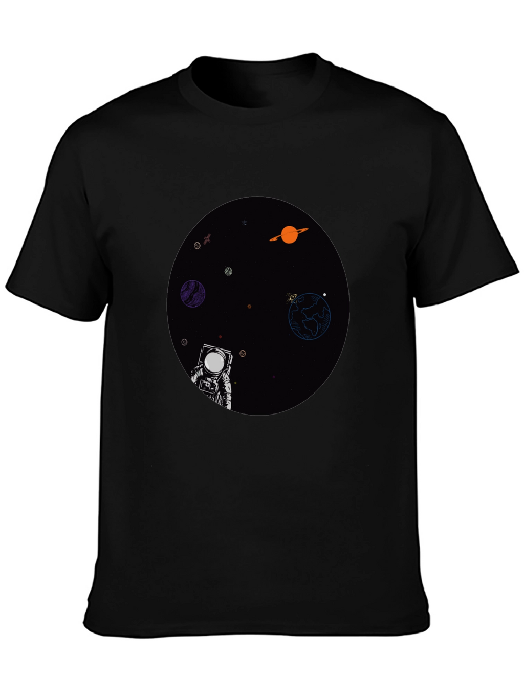 Astronaut in Space Graphic T-Shirt - Black