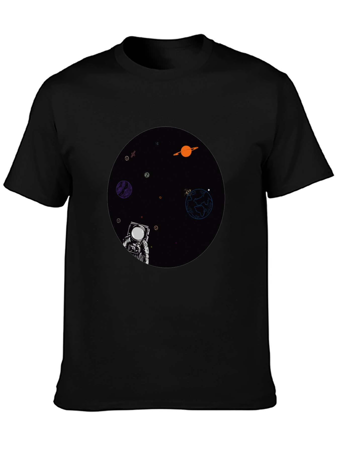 Astronaut in Space Graphic T-Shirt - Black