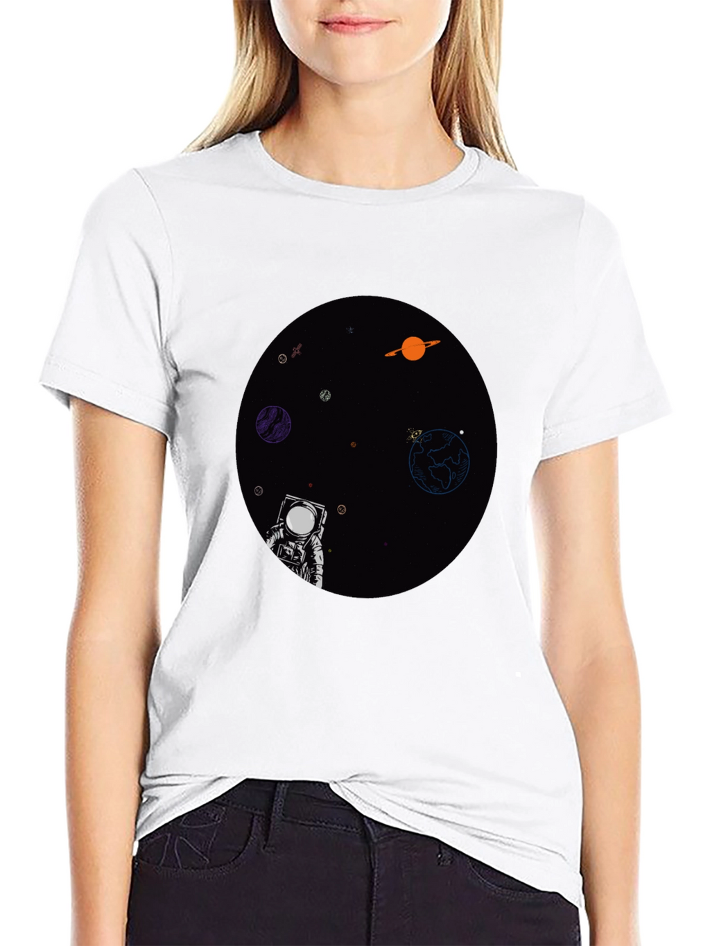 Astronaut in Space Graphic T-Shirt - Black