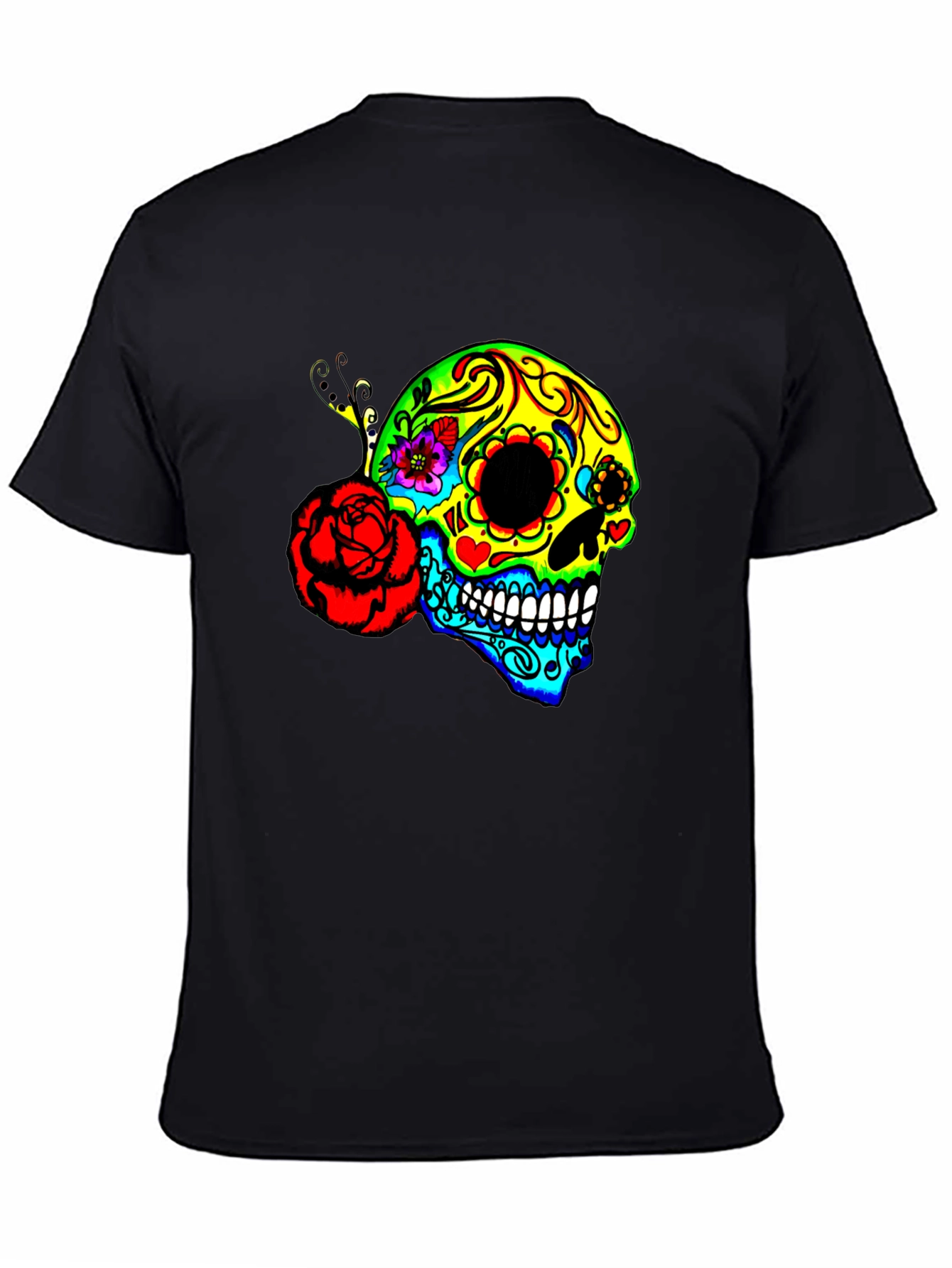 Vibrant Sugar Skull Graphic Tee - Day of the Dead Style