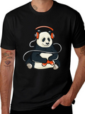 Panda Gamer T-Shirt - Black Graphic Tee