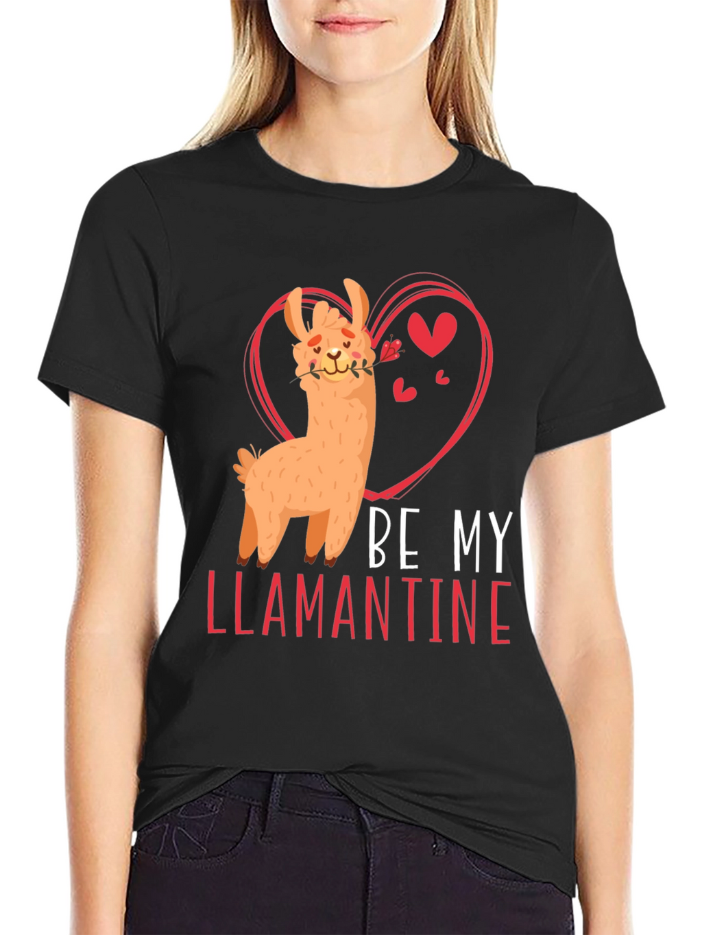Be My Llamantine Black T-Shirt