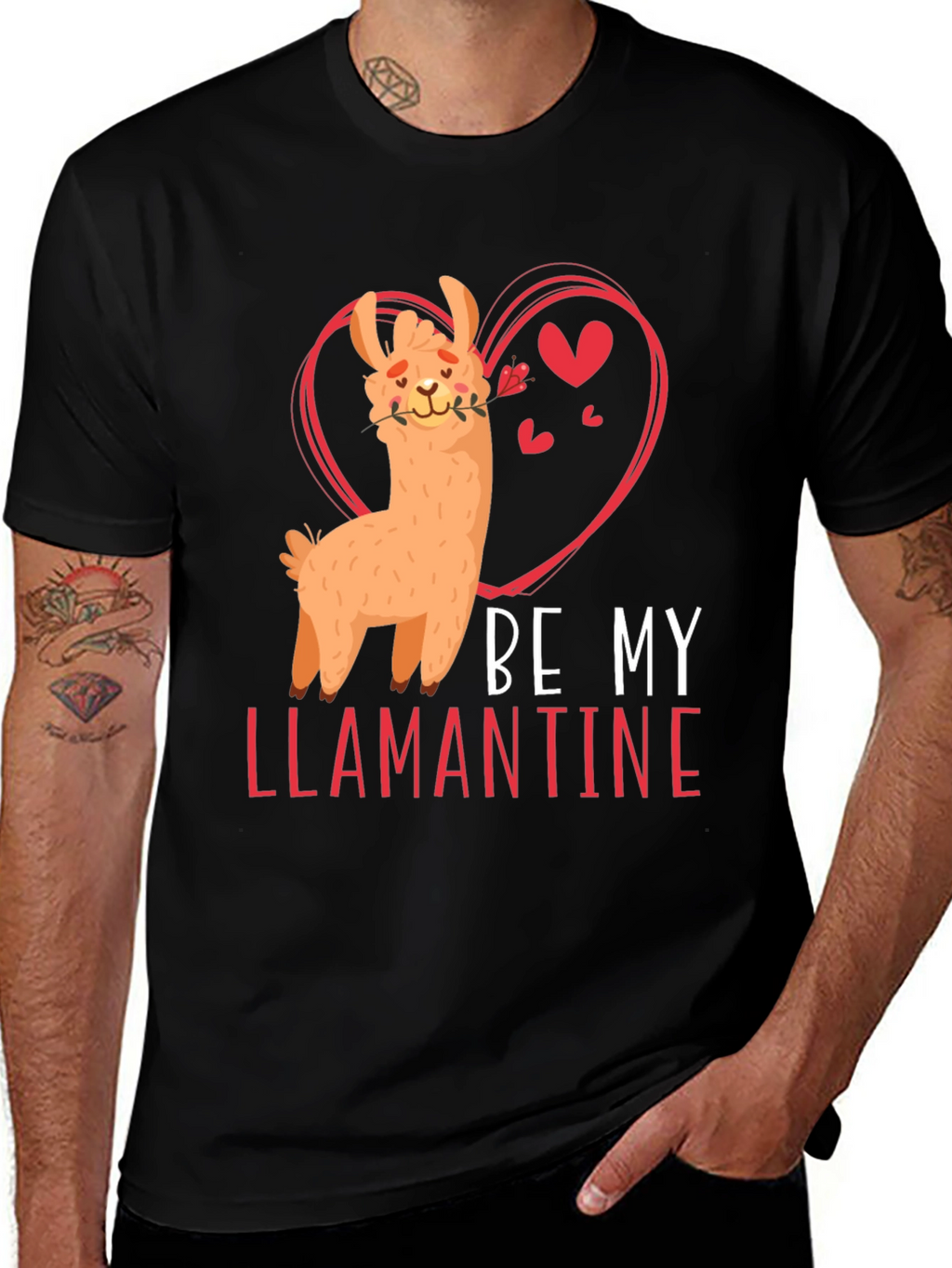 Be My Llamantine Black T-Shirt