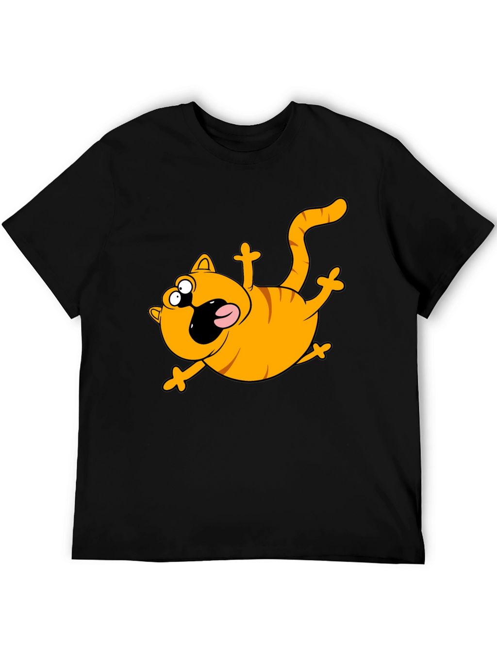 Cartoon Cat Black T-Shirt