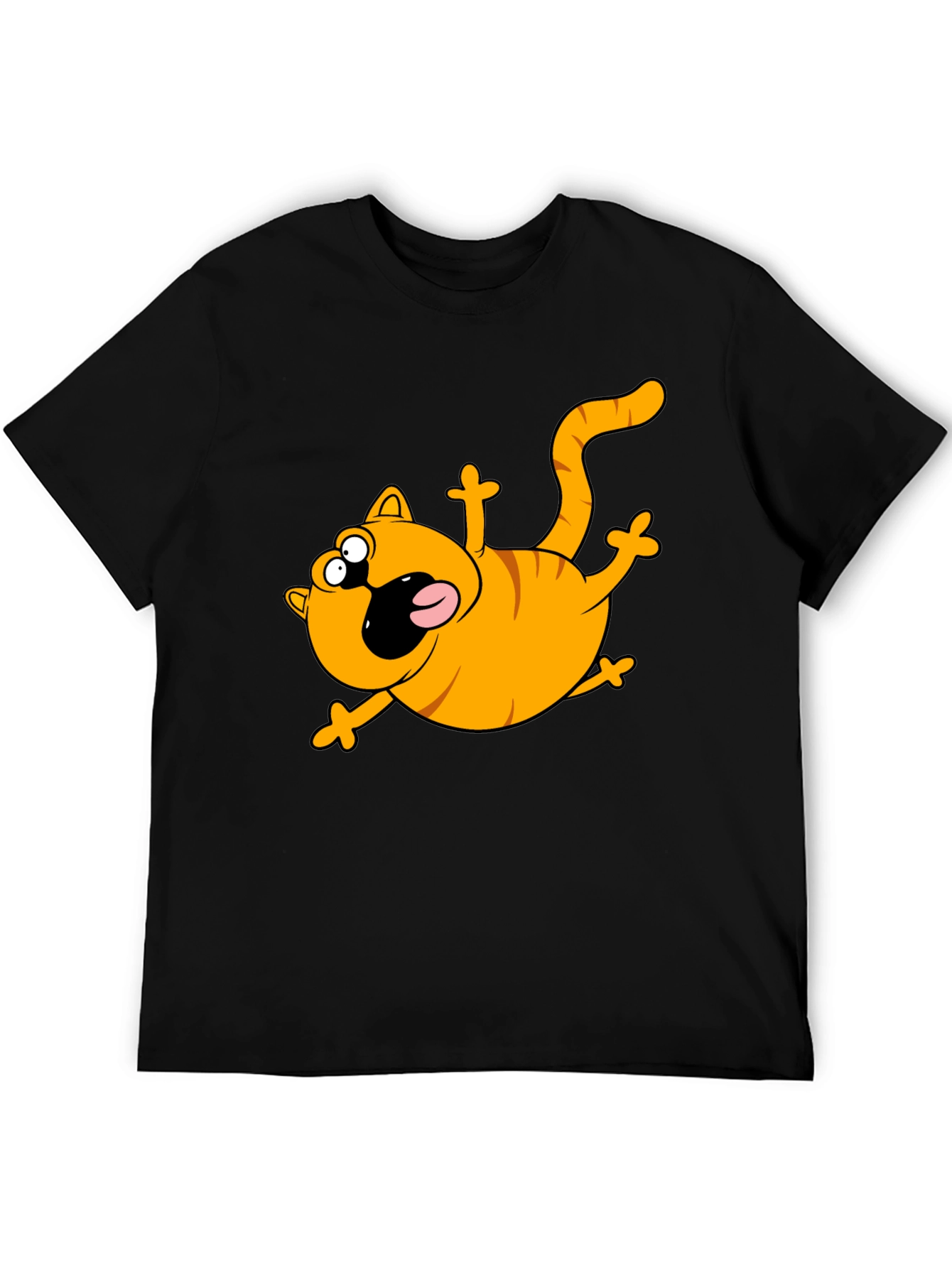 Cartoon Cat Black T-Shirt