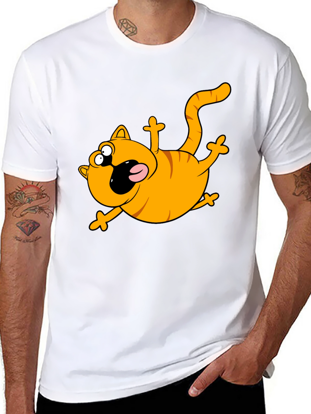 Cartoon Cat Black T-Shirt