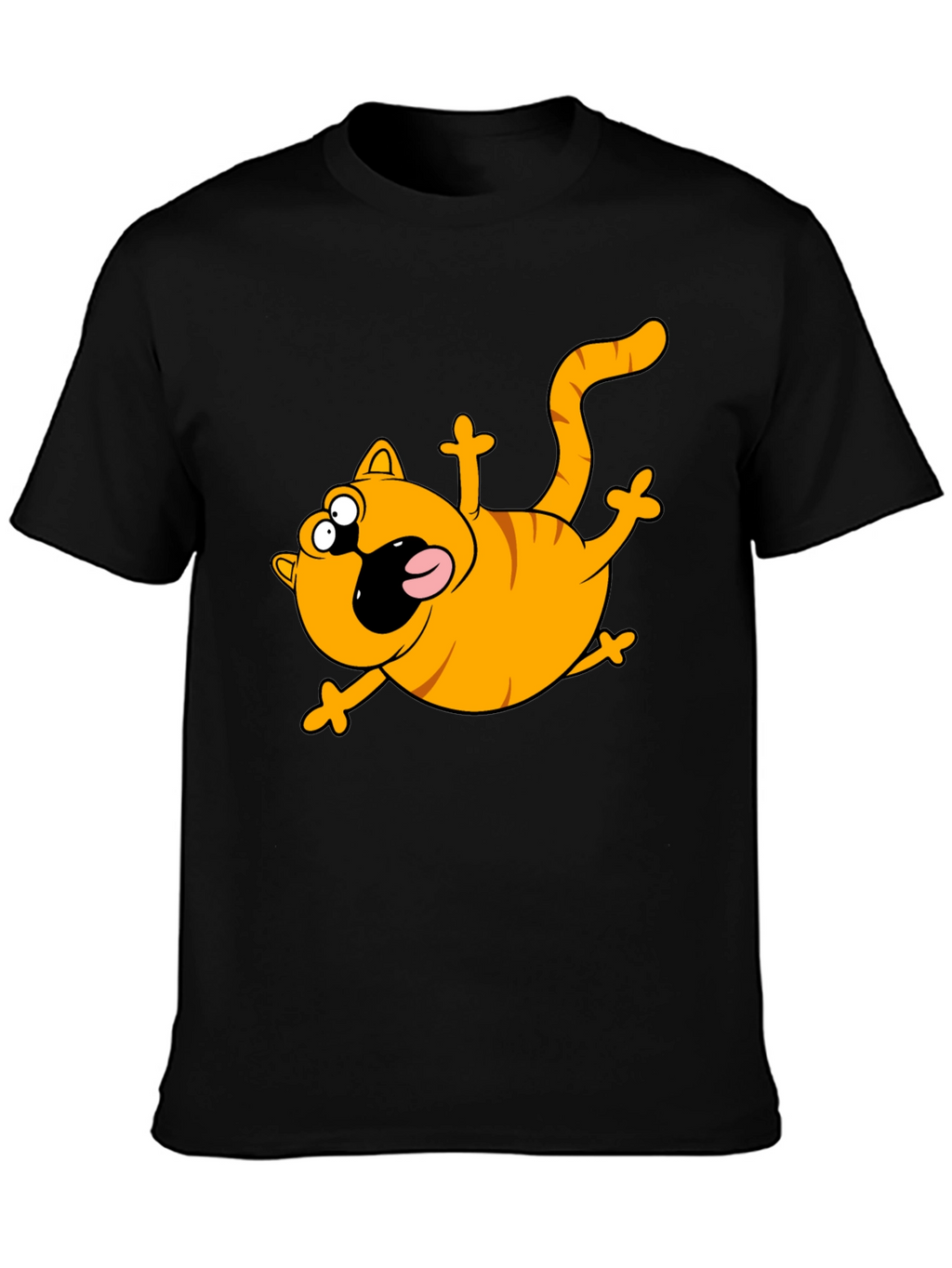 Cartoon Cat Black T-Shirt