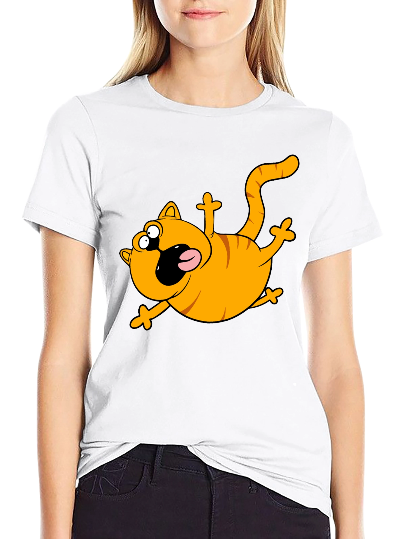 Cartoon Cat Black T-Shirt