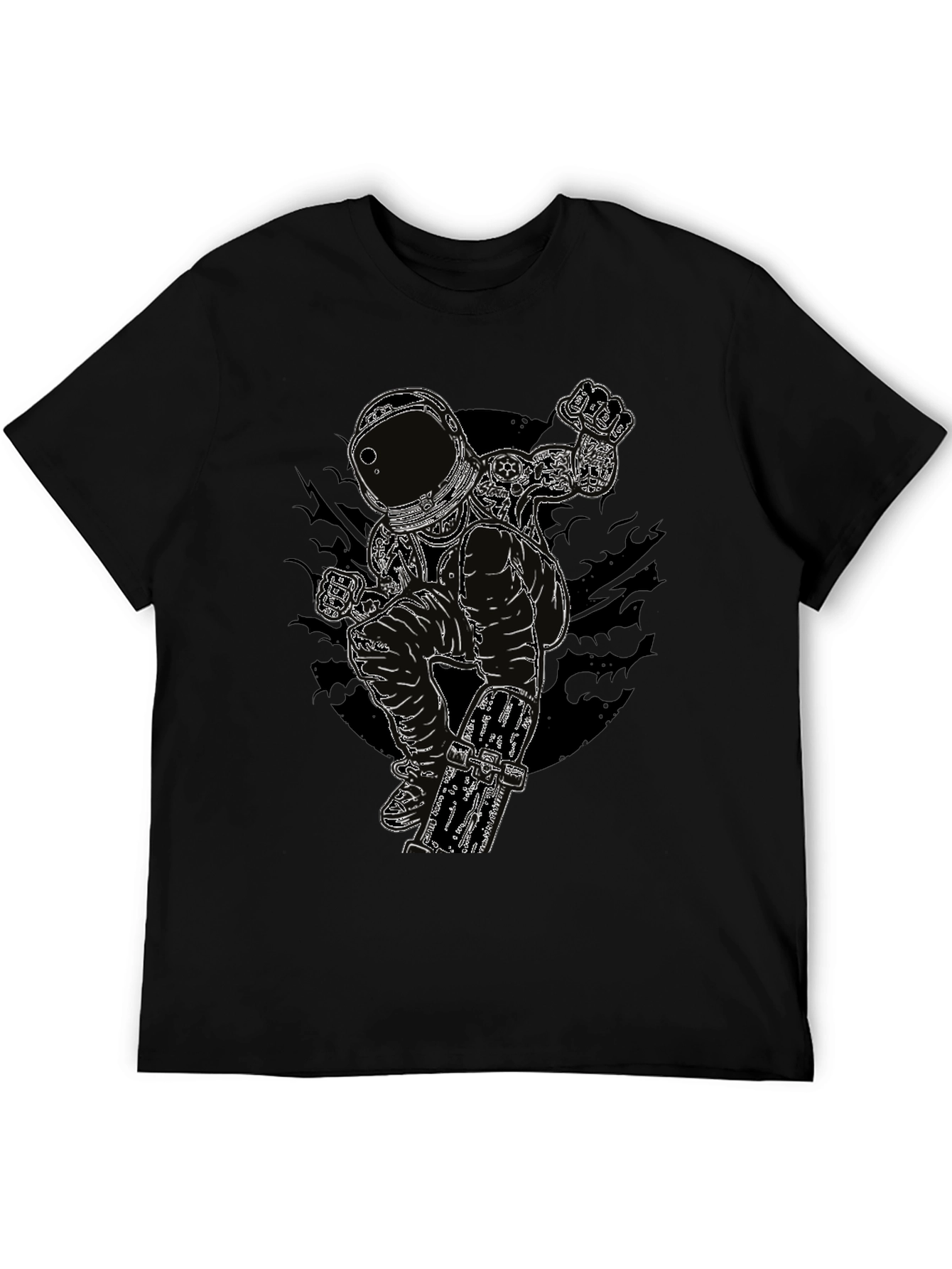 Astronaut Skateboarder Graphic Tee - Black