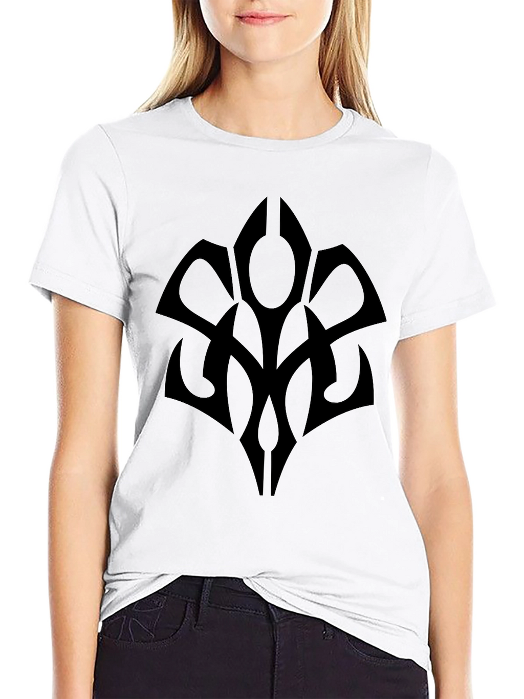 Black T-Shirt with Abstract Tribal Design