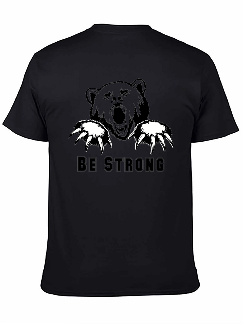 Be Strong Bear Graphic T-Shirt - Black