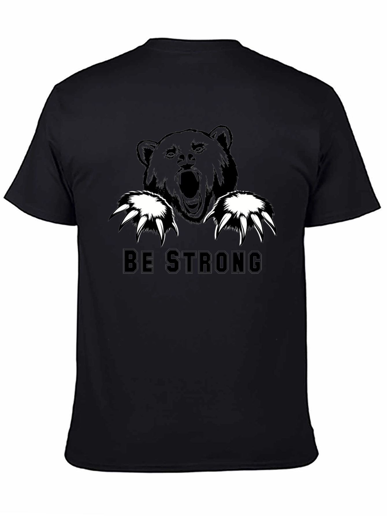 Be Strong Bear Graphic T-Shirt - Black