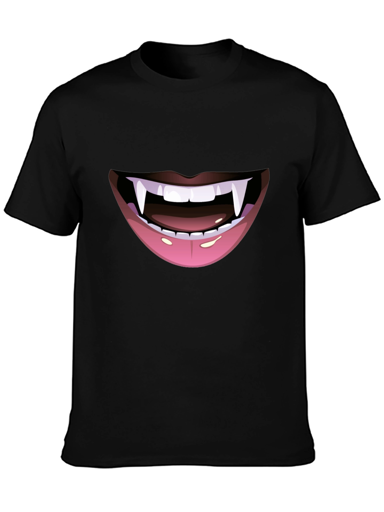 Vampire Fang Mouth Graphic Tee - Halloween Ready!