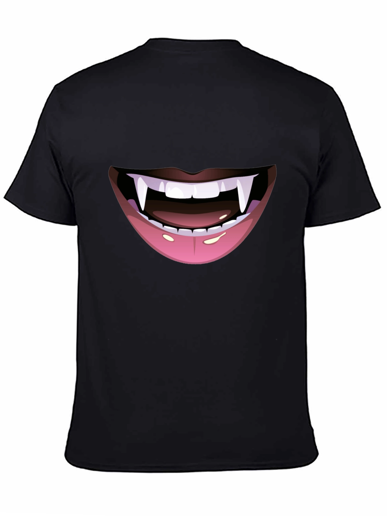 Vampire Fang Mouth Graphic Tee - Halloween Ready!