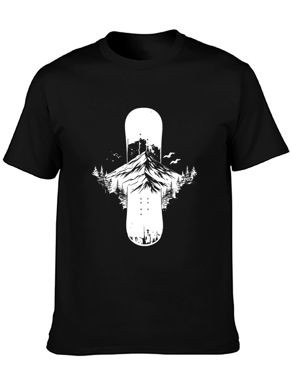 Mountain Snowboard Graphic Tee - Black Cotton Blend