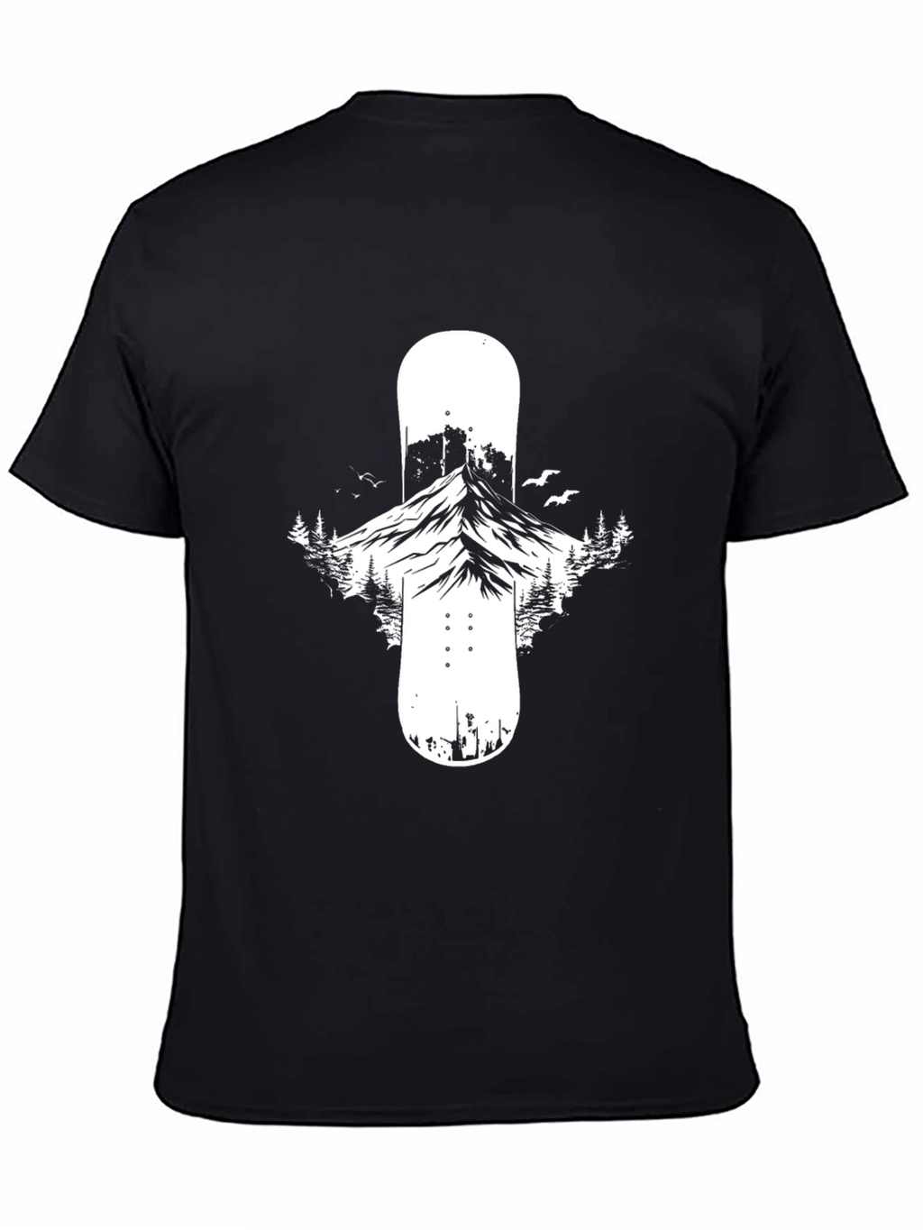 Mountain Snowboard Graphic Tee - Black Cotton Blend