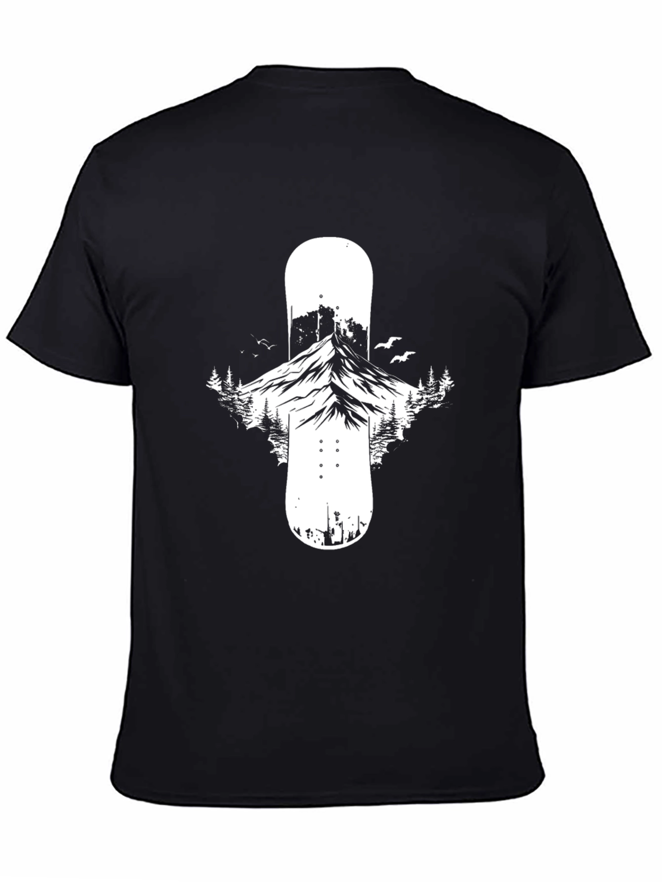 Mountain Snowboard Graphic Tee - Black Cotton Blend