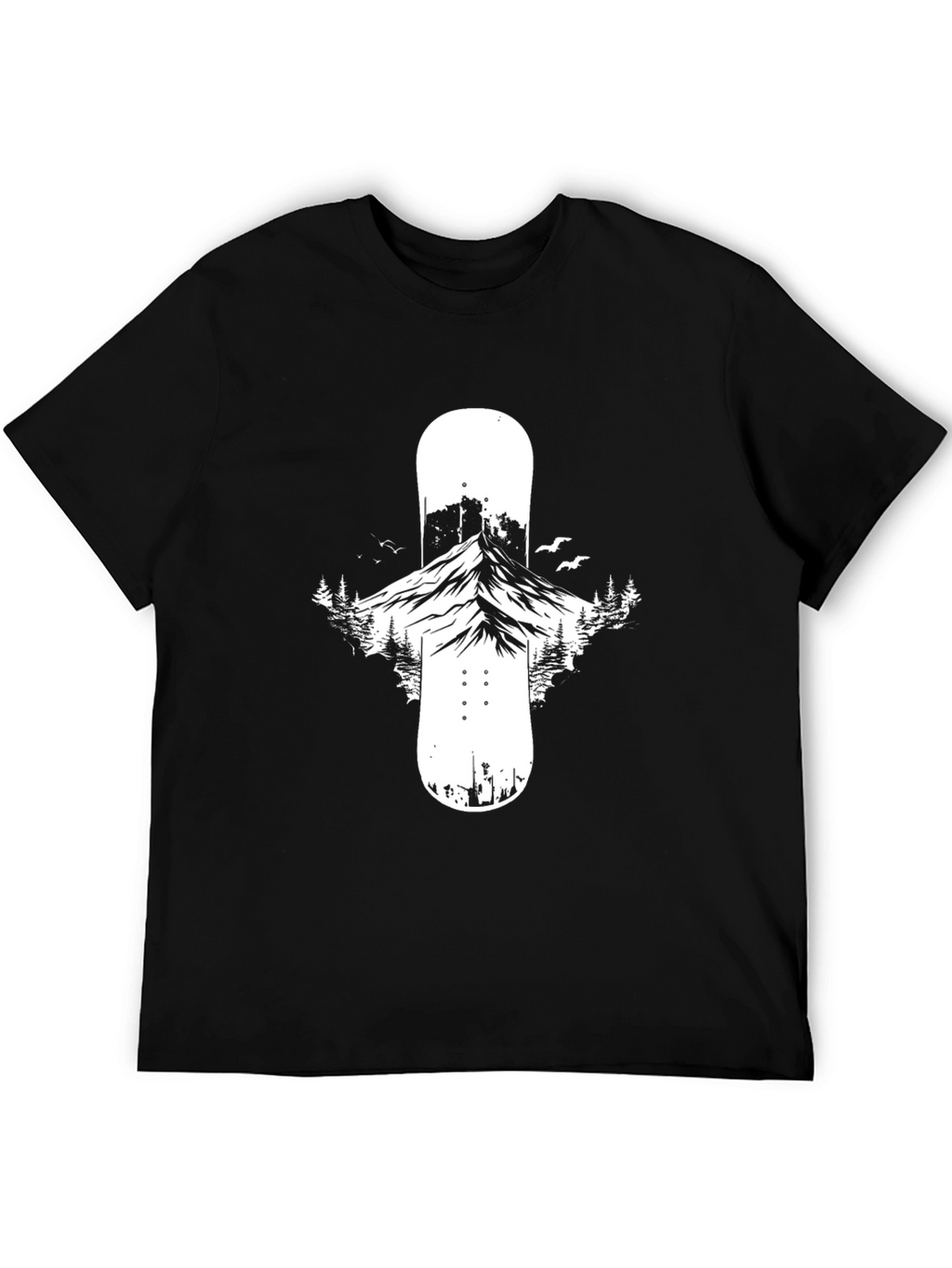 Mountain Snowboard Graphic Tee - Black Cotton Blend