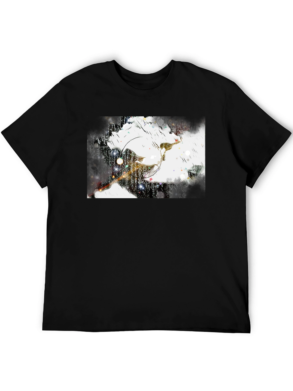 Abstract Graphic Print Black Tee