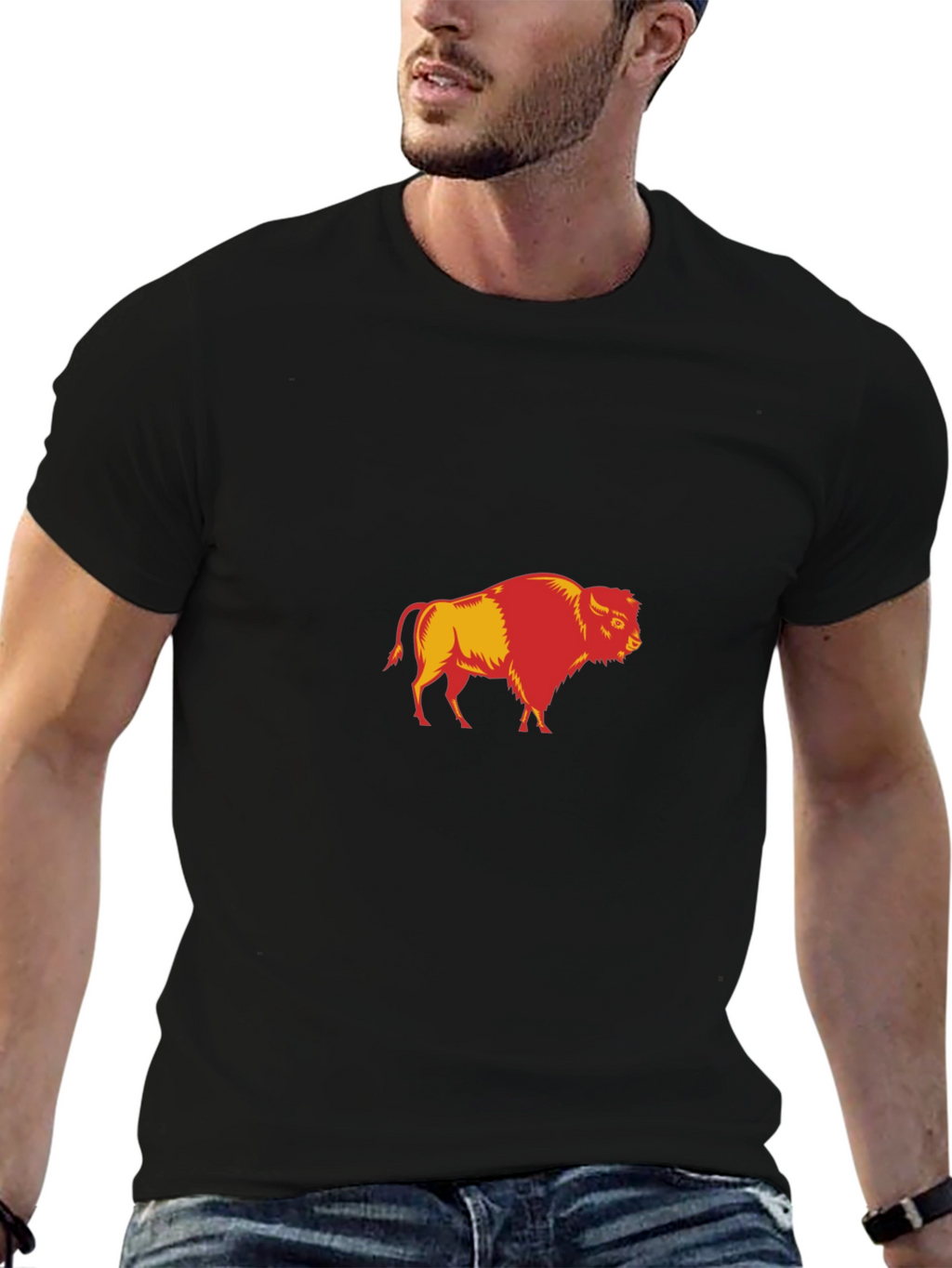 Buffalo Graphic Print Black T-Shirt for Men