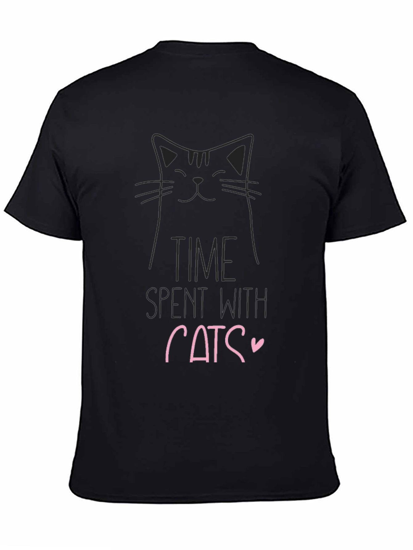 Time Spent with Cats Graphic Tee - Black Cotton Blend