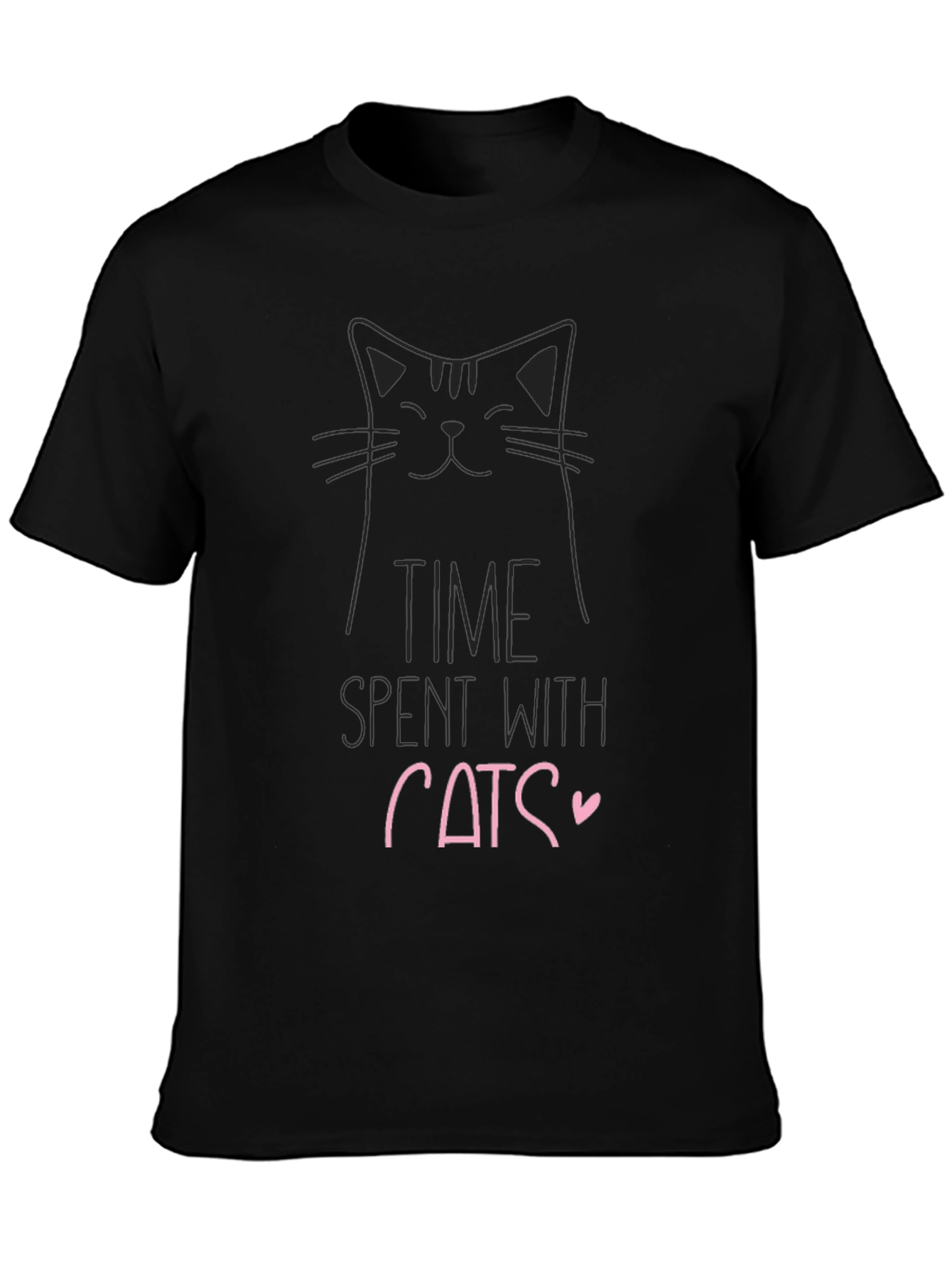 Time Spent with Cats Graphic Tee - Black Cotton Blend