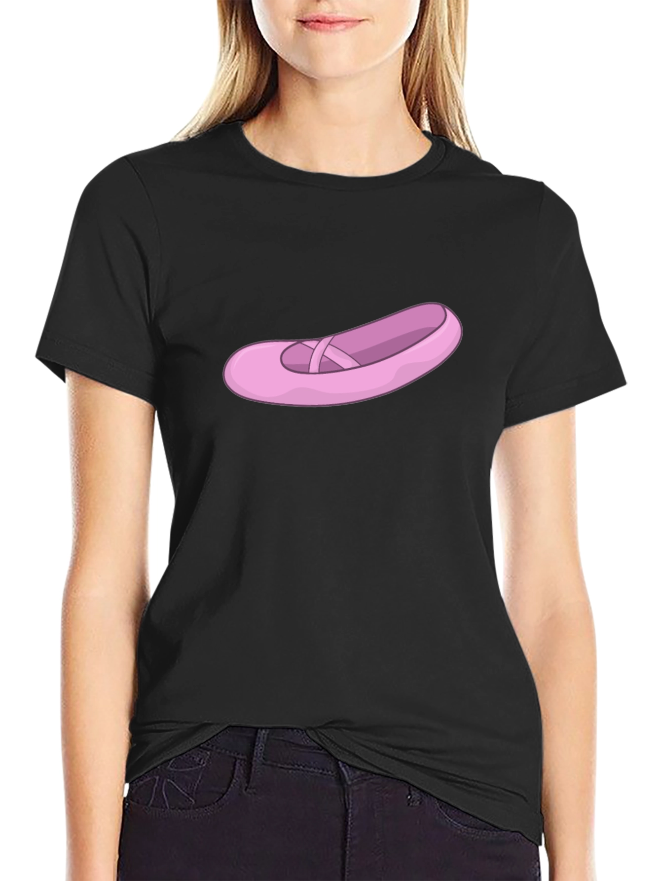 Ballet Shoe Graphic Tee - Black Casual T-Shirt