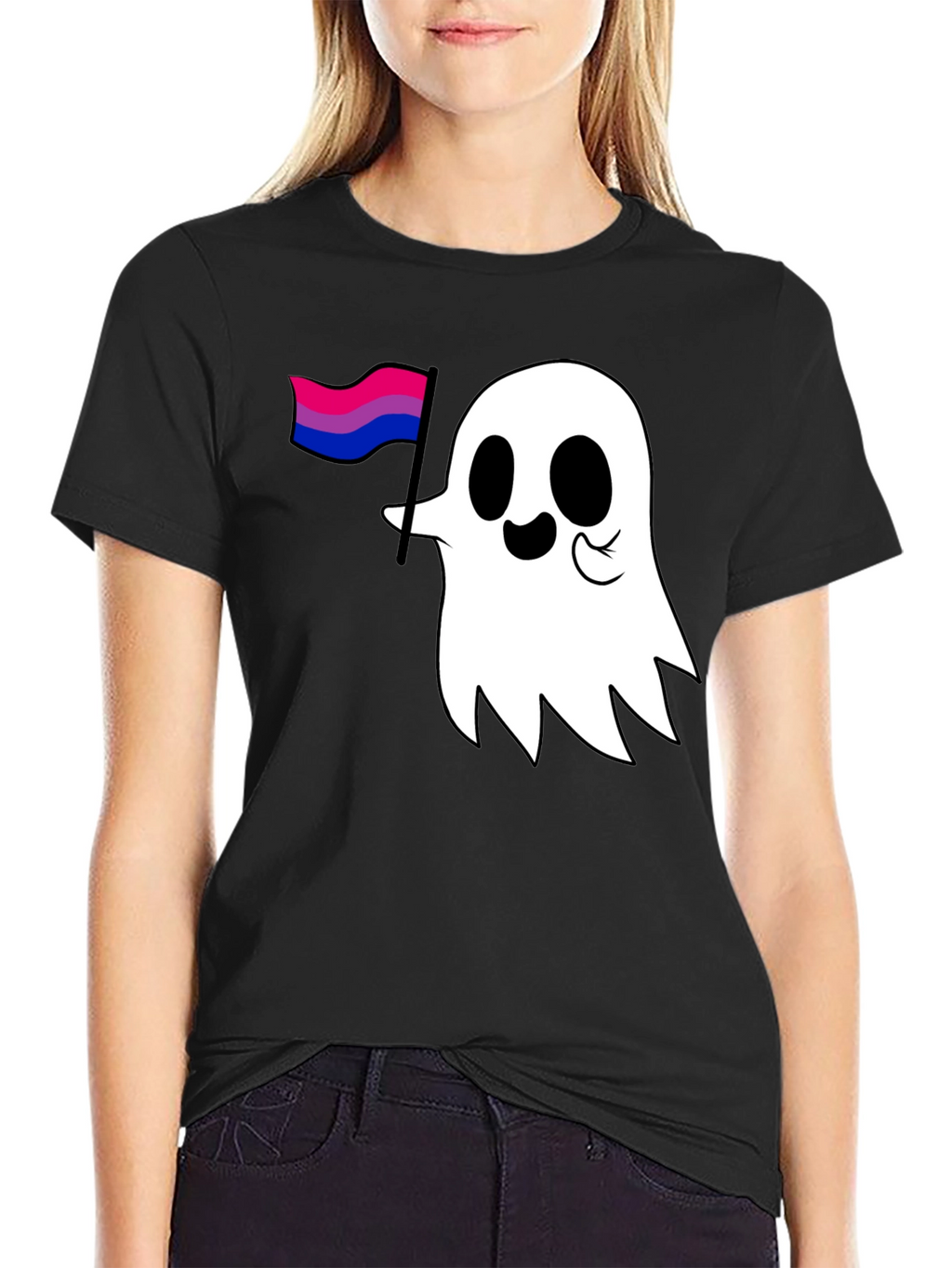 Bisexual Pride Ghost Graphic Tee - Black