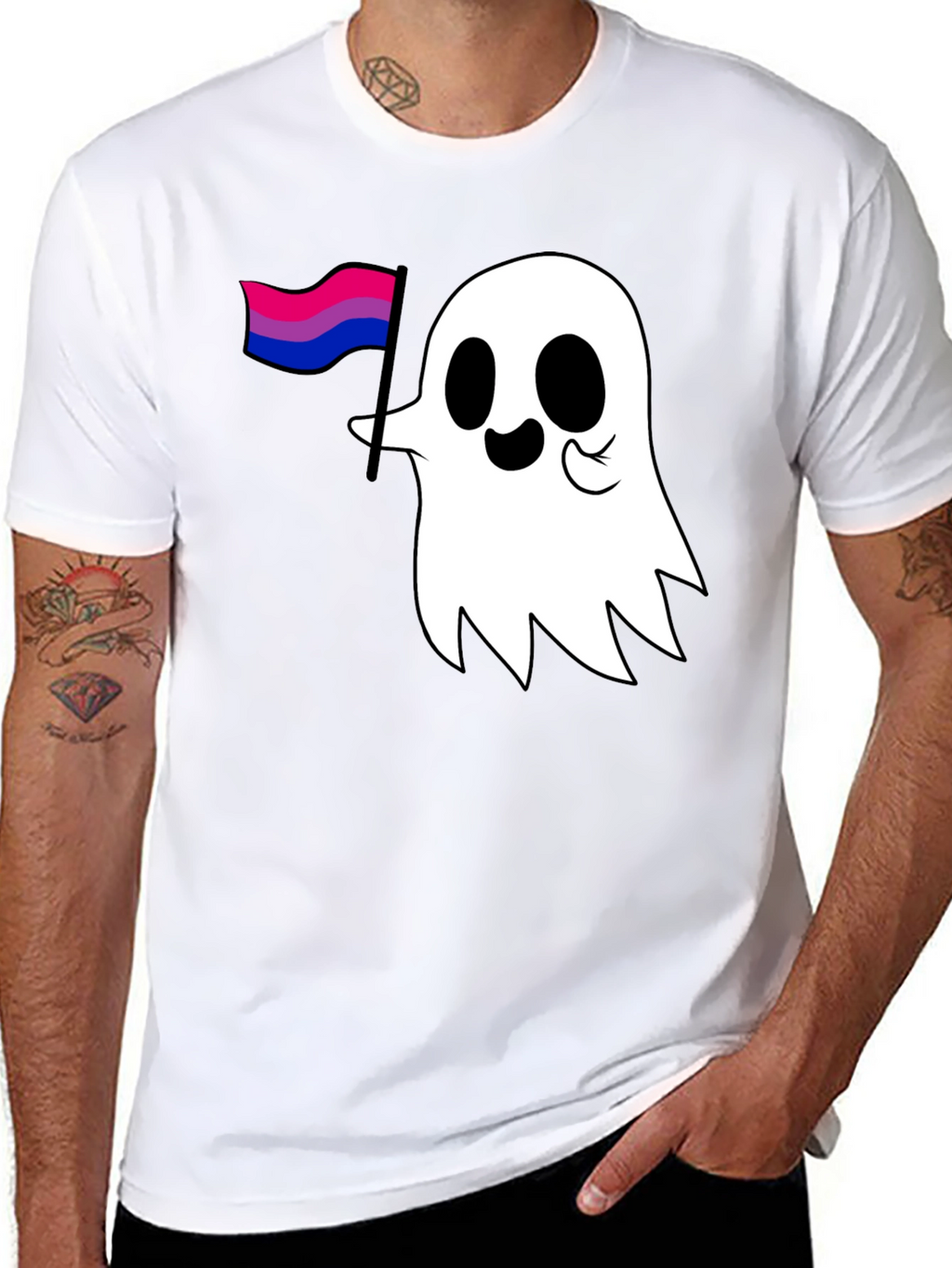 Bisexual Pride Ghost Graphic Tee - Black