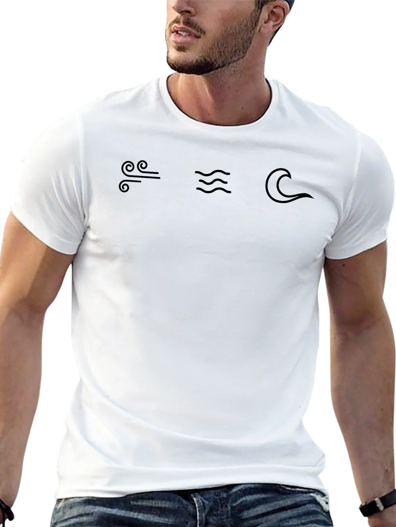 Elemental Symbols T-Shirt - Air Water & Wave Design