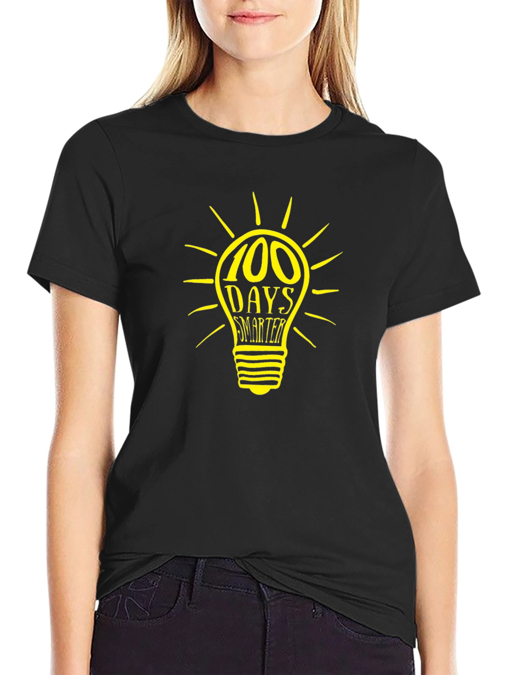 100 Days Smarter Light Bulb Graphic Tee - Black