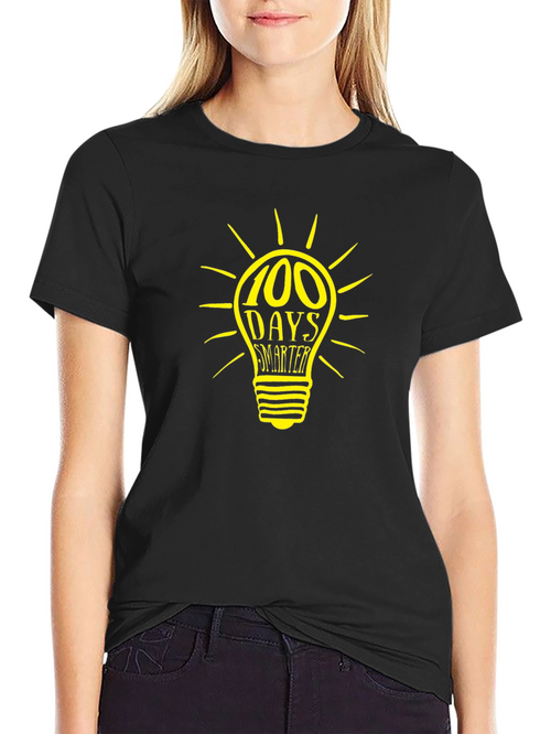 100 Days Smarter Light Bulb Graphic Tee - Black