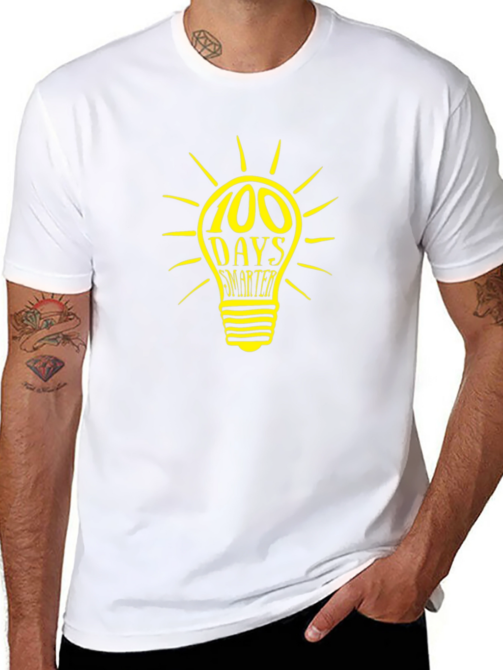 100 Days Smarter Light Bulb Graphic Tee - Black