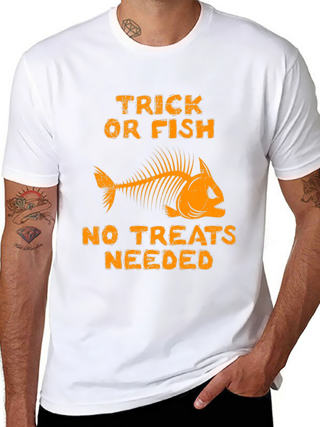 Trick Or Fish T-Shirt Halloween Skeleton Fishing Tee