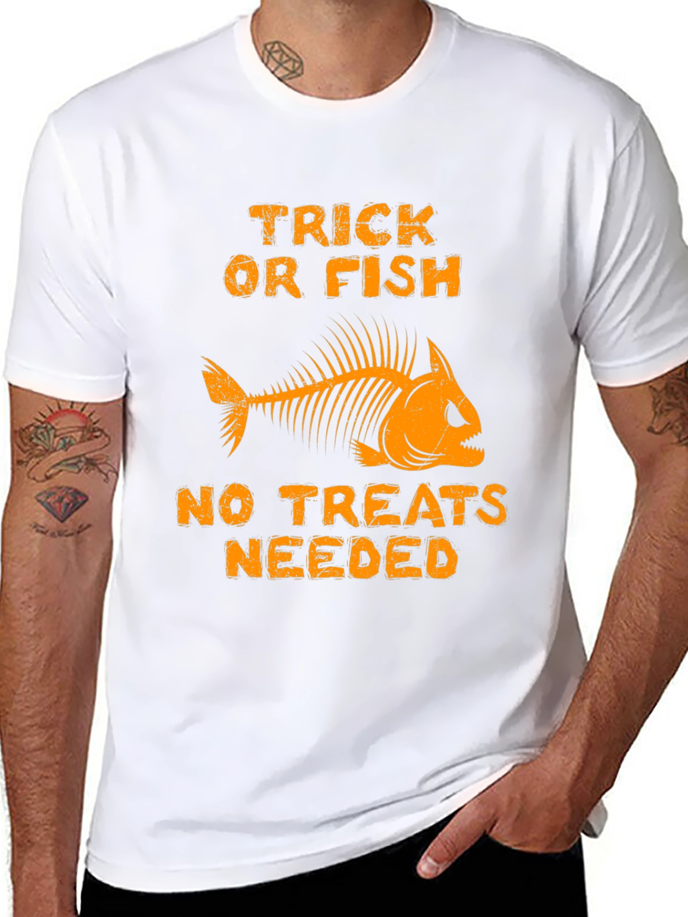 Trick Or Fish T-Shirt Halloween Skeleton Fishing Tee