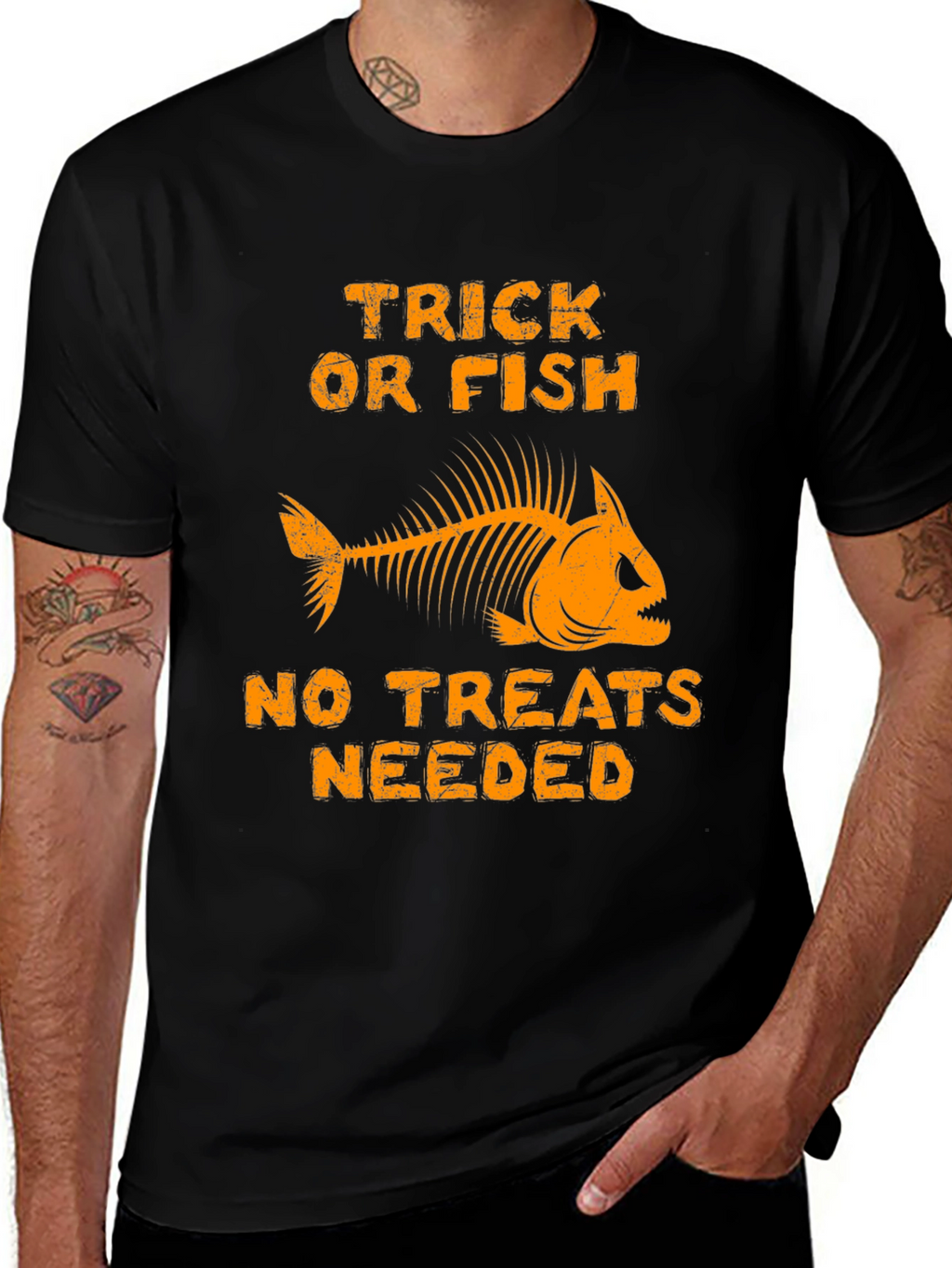 Trick Or Fish T-Shirt Halloween Skeleton Fishing Tee