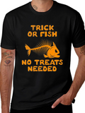 Trick Or Fish T-Shirt Halloween Skeleton Fishing Tee