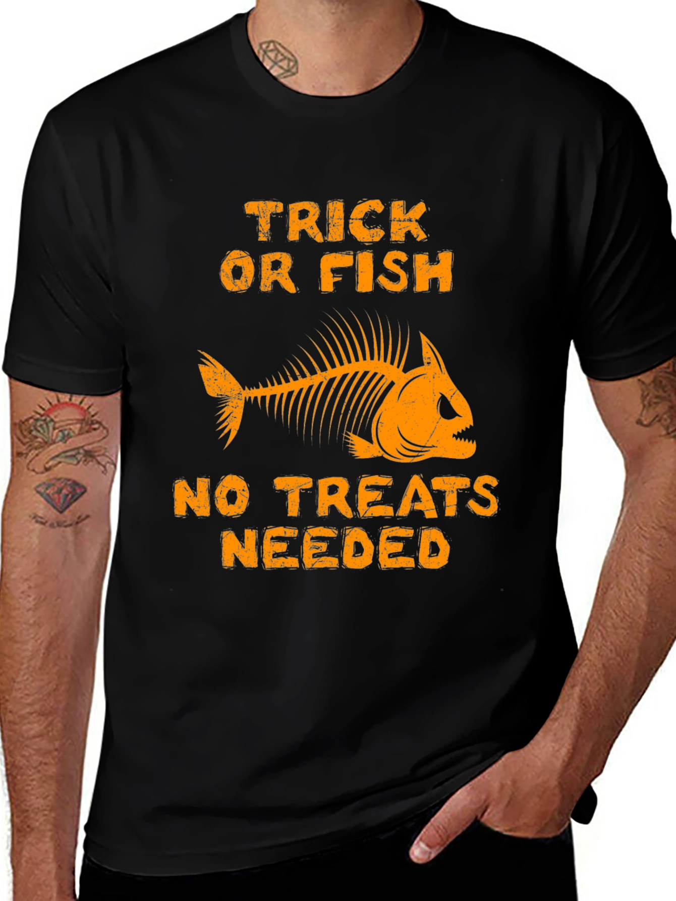 Trick Or Fish T-Shirt Halloween Skeleton Fishing Tee