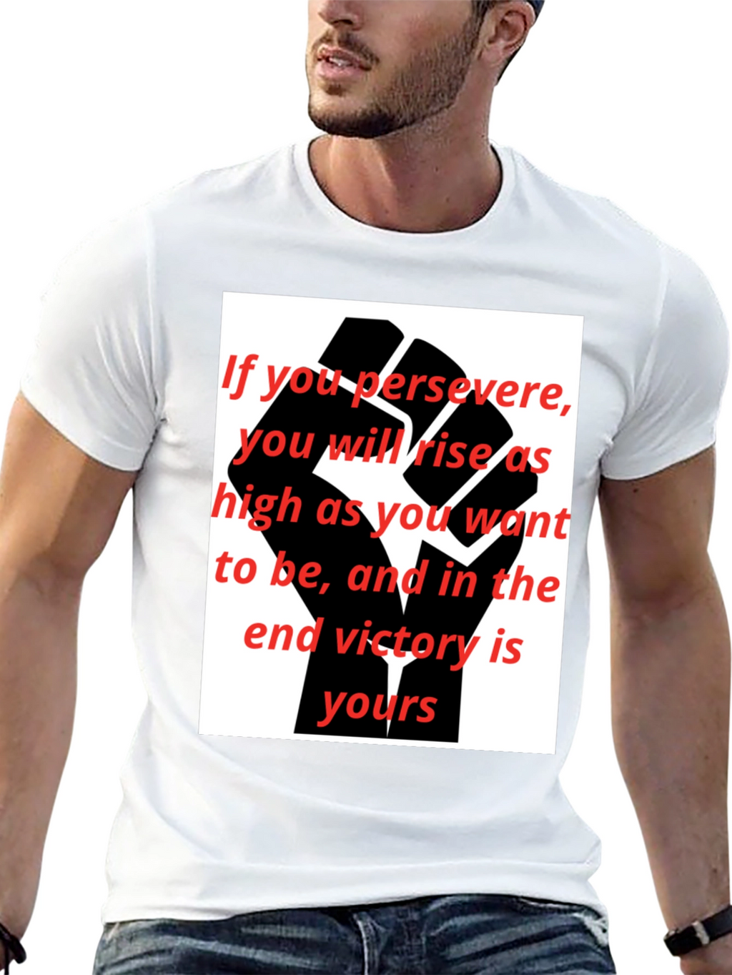 Motivational Black Fist Graphic T-Shirt