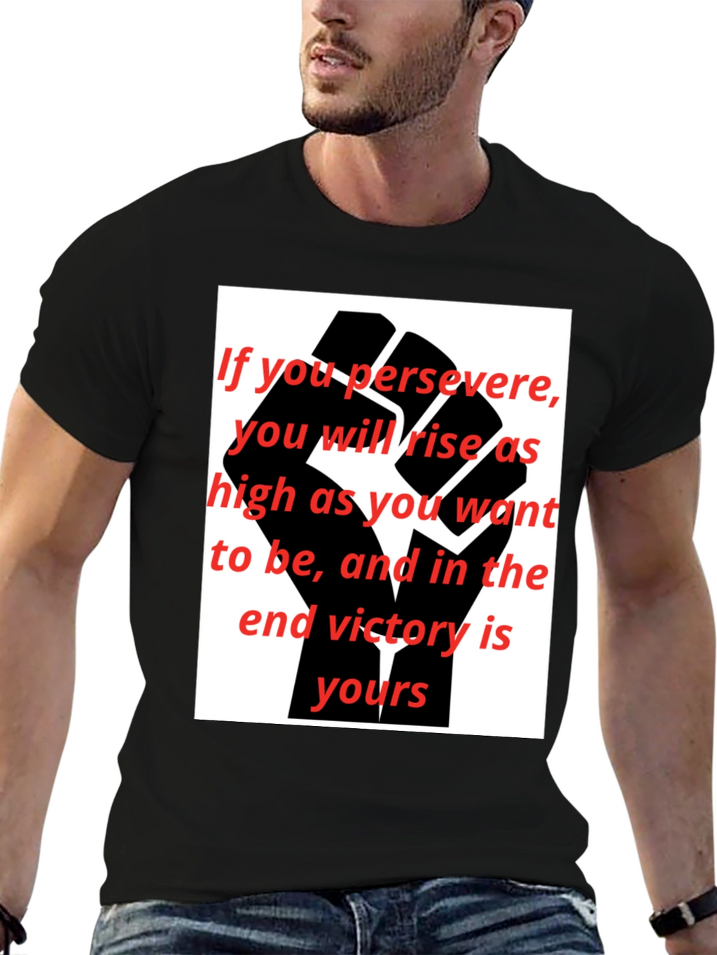 Motivational Black Fist Graphic T-Shirt