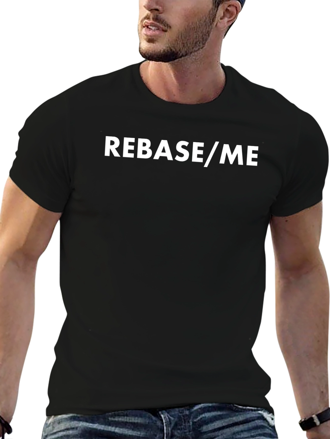 Rebase/Me Black T-Shirt - Coding Humor Tee