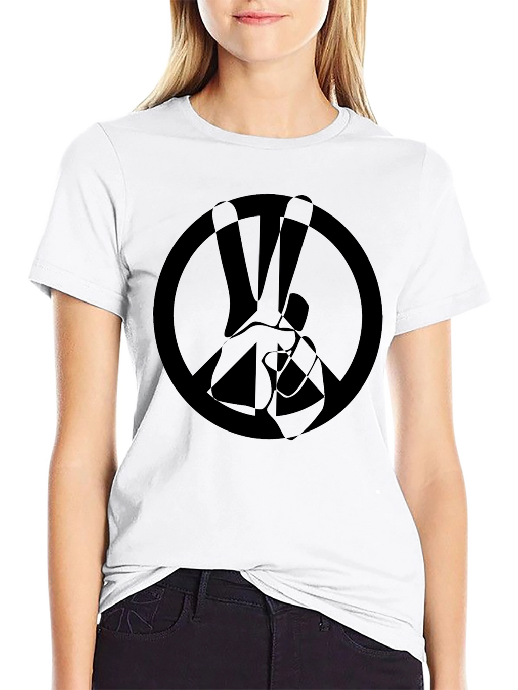 Peace Sign Graphic Black T-Shirt