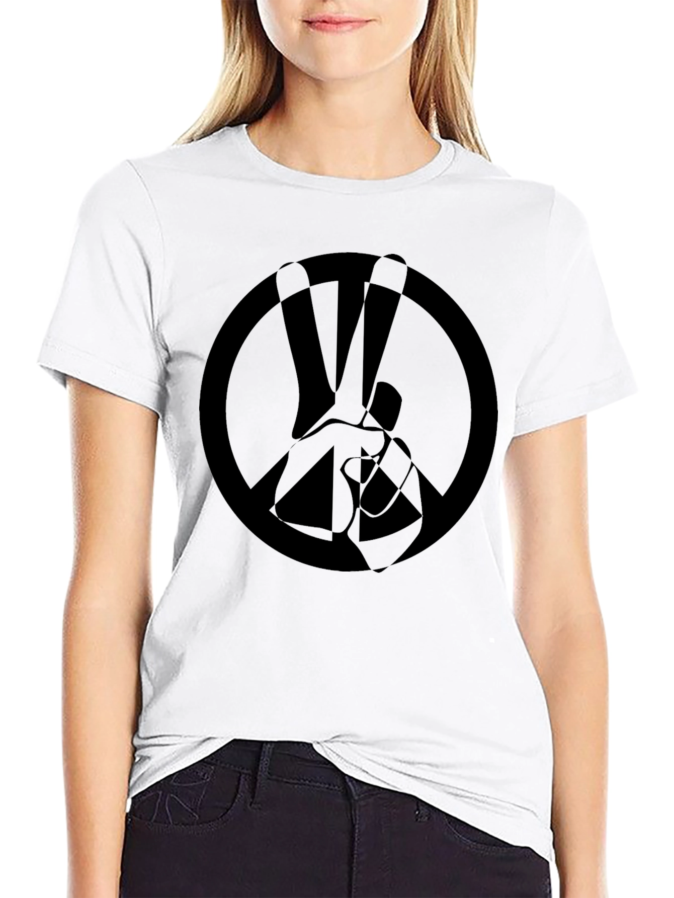 Peace Sign Graphic Black T-Shirt